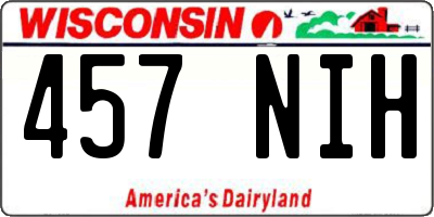 WI license plate 457NIH