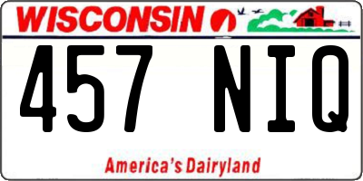 WI license plate 457NIQ