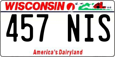 WI license plate 457NIS