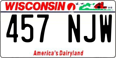WI license plate 457NJW