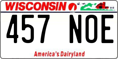 WI license plate 457NOE