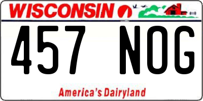 WI license plate 457NOG