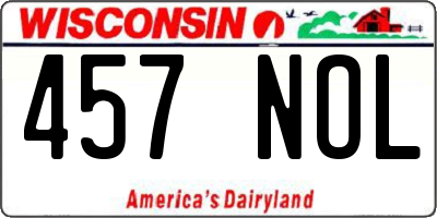 WI license plate 457NOL