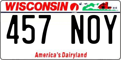 WI license plate 457NOY