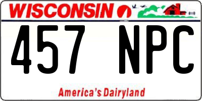 WI license plate 457NPC