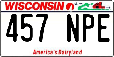 WI license plate 457NPE