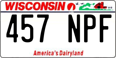 WI license plate 457NPF