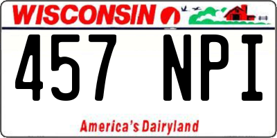 WI license plate 457NPI