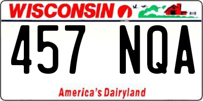 WI license plate 457NQA