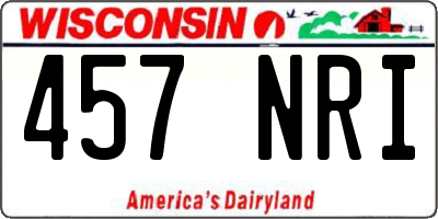 WI license plate 457NRI