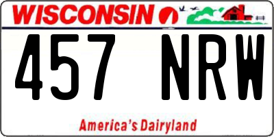 WI license plate 457NRW