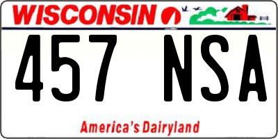 WI license plate 457NSA