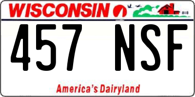 WI license plate 457NSF