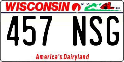 WI license plate 457NSG