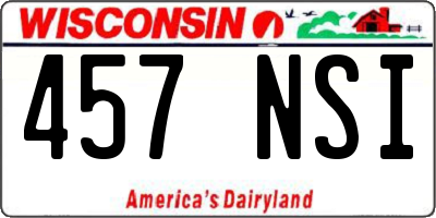 WI license plate 457NSI
