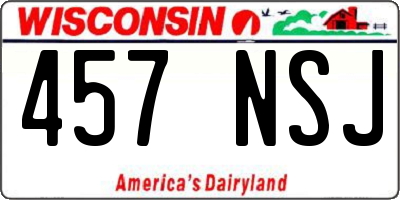 WI license plate 457NSJ
