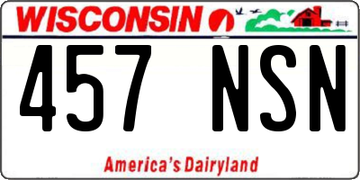 WI license plate 457NSN