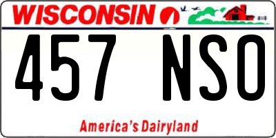 WI license plate 457NSO