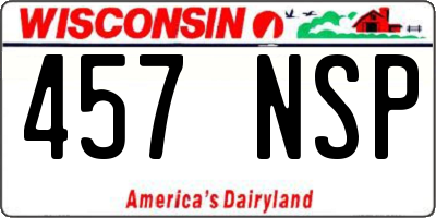 WI license plate 457NSP