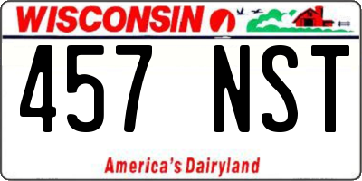 WI license plate 457NST