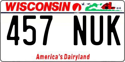 WI license plate 457NUK