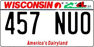 WI license plate 457NUO