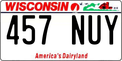 WI license plate 457NUY