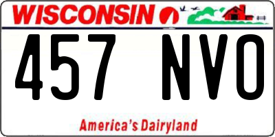 WI license plate 457NVO