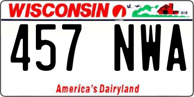 WI license plate 457NWA