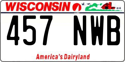 WI license plate 457NWB