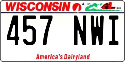 WI license plate 457NWI