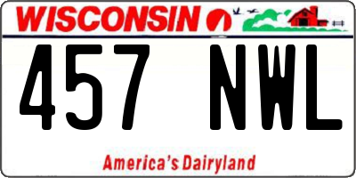WI license plate 457NWL