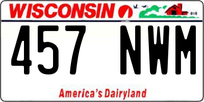 WI license plate 457NWM