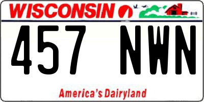 WI license plate 457NWN