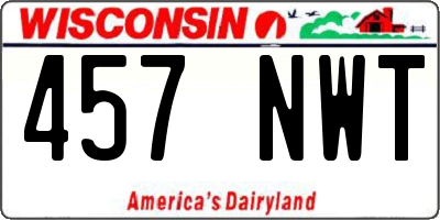 WI license plate 457NWT