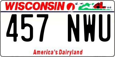 WI license plate 457NWU
