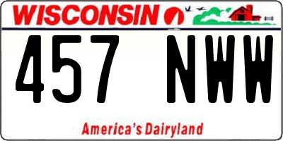 WI license plate 457NWW