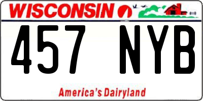 WI license plate 457NYB