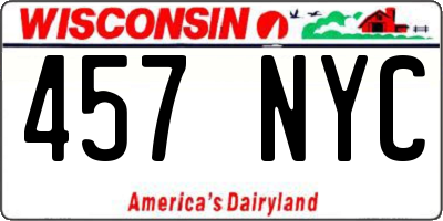 WI license plate 457NYC
