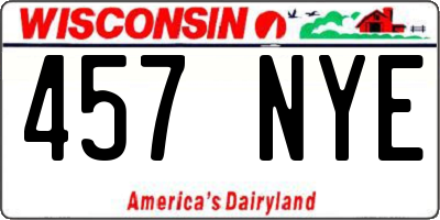 WI license plate 457NYE