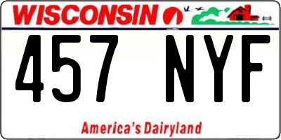 WI license plate 457NYF