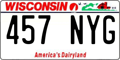 WI license plate 457NYG
