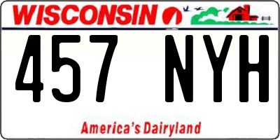 WI license plate 457NYH