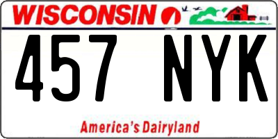 WI license plate 457NYK