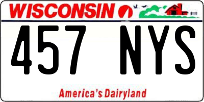 WI license plate 457NYS