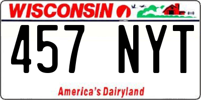 WI license plate 457NYT