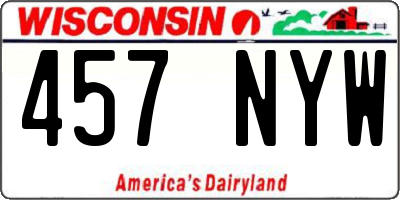 WI license plate 457NYW