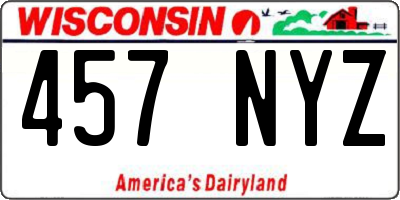 WI license plate 457NYZ