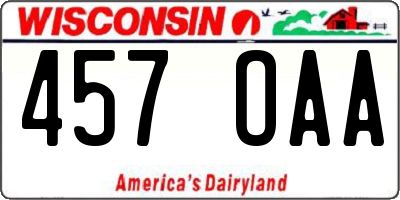 WI license plate 457OAA