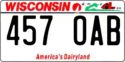 WI license plate 457OAB